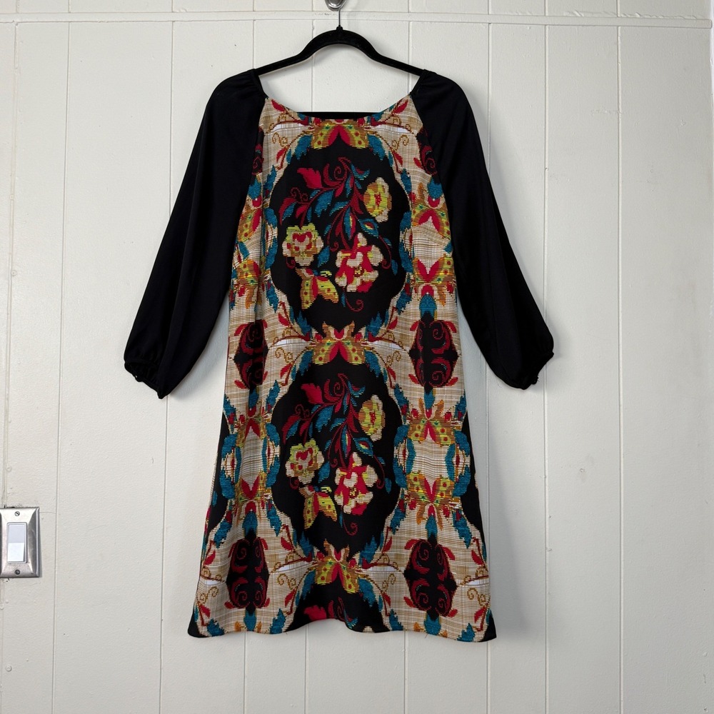 Maeve Anthropologie Womens Boho Floral Geometric Shift Dress Size  L Whimsigoth